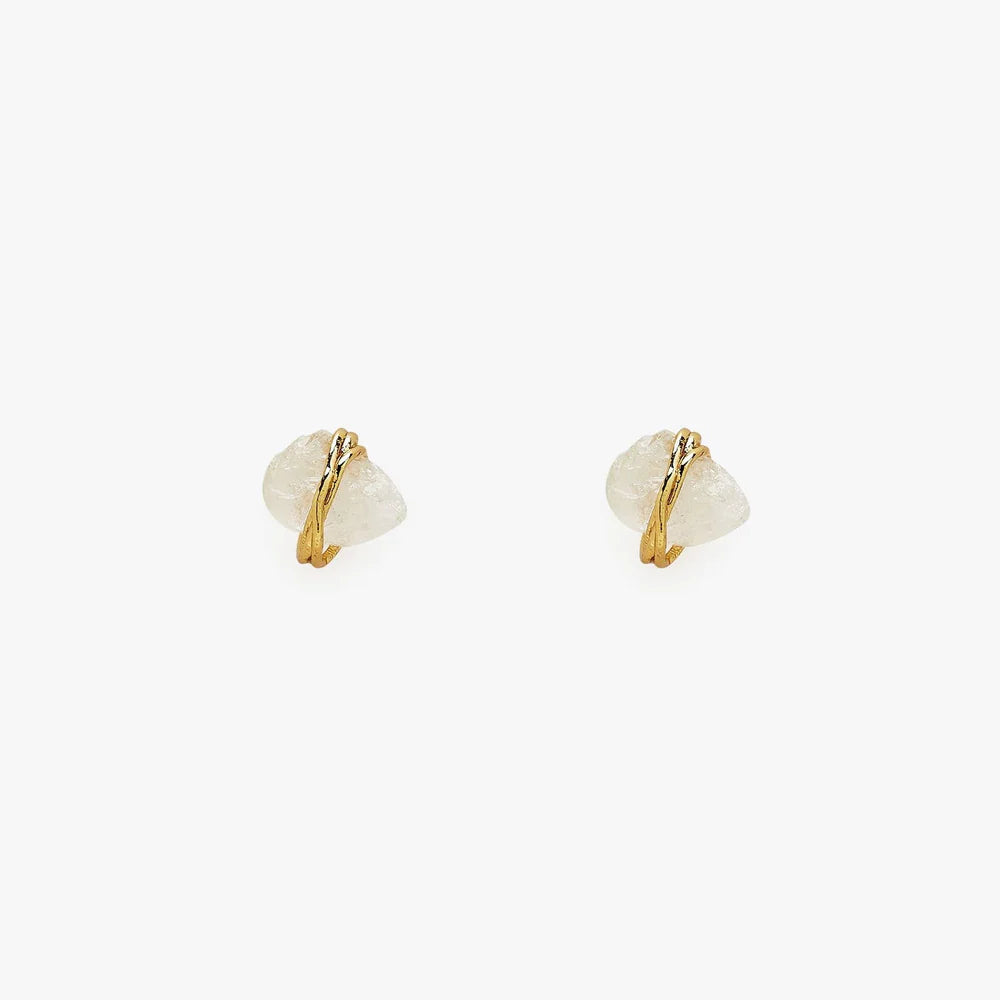 Raw Clear Quartz Stud Earrings