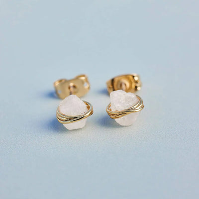 Raw Clear Quartz Stud Earrings