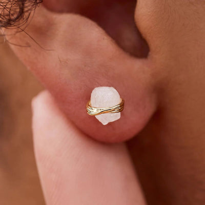 Raw Clear Quartz Stud Earrings