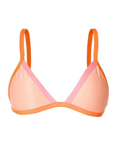 Peach Coral Rewind Fixed Triangle Bikini Top