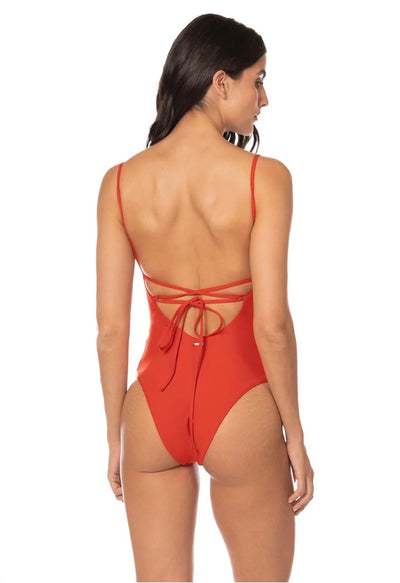 Red Celine Cheeky Cut Underwire One Piece