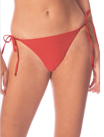 Red Camelia Sunning Low Rise Tie Side Bikini Bottom