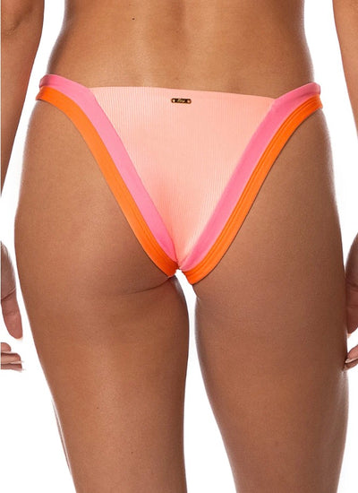 Peach Coral Trinity Regular Rise V Front Bikini Bottom