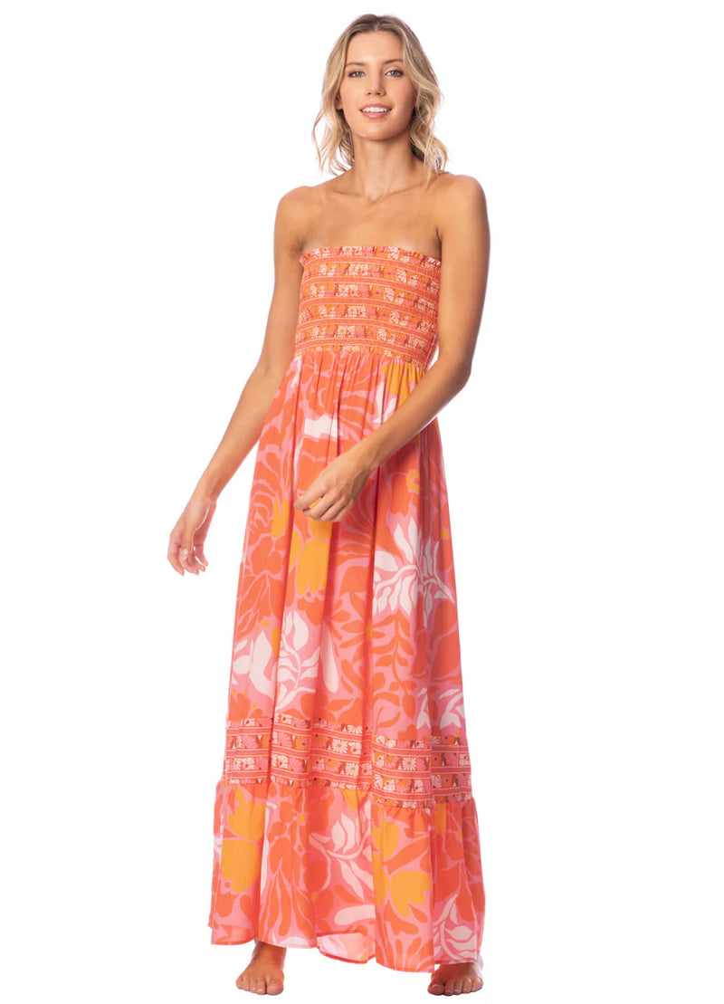 Retro Peach Flowers Bewitched Long Dress