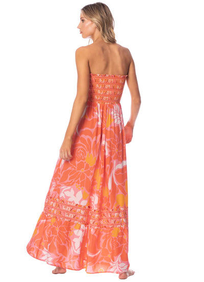 Retro Peach Flowers Bewitched Long Dress