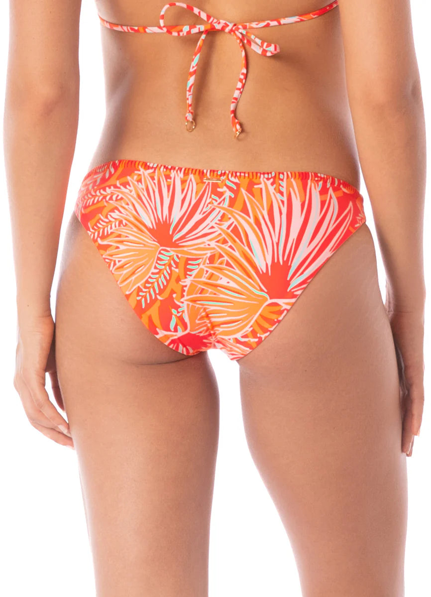 Coral Foliage Flirt Low Rise Thin Side Bikini Bottom