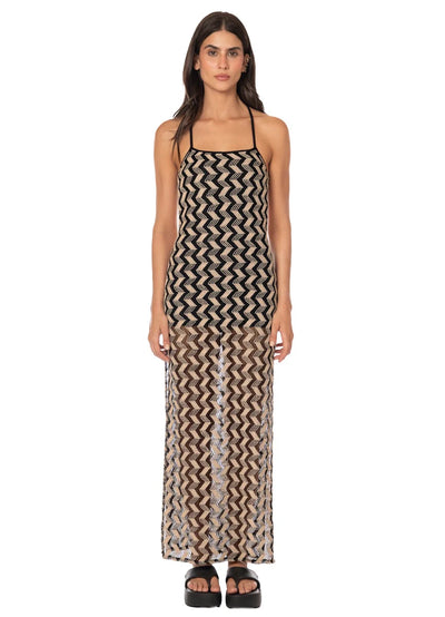 Black and White Sunset Rosabella Long Dress
