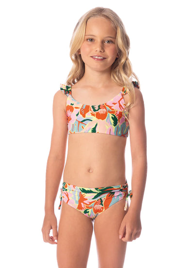 Neon Leafy Mango Girls Two Piece Bikini Set
