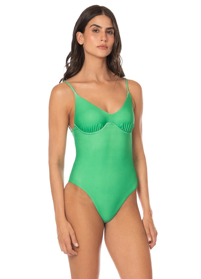 Green Celine Cheeky Cut Underwire One Piece