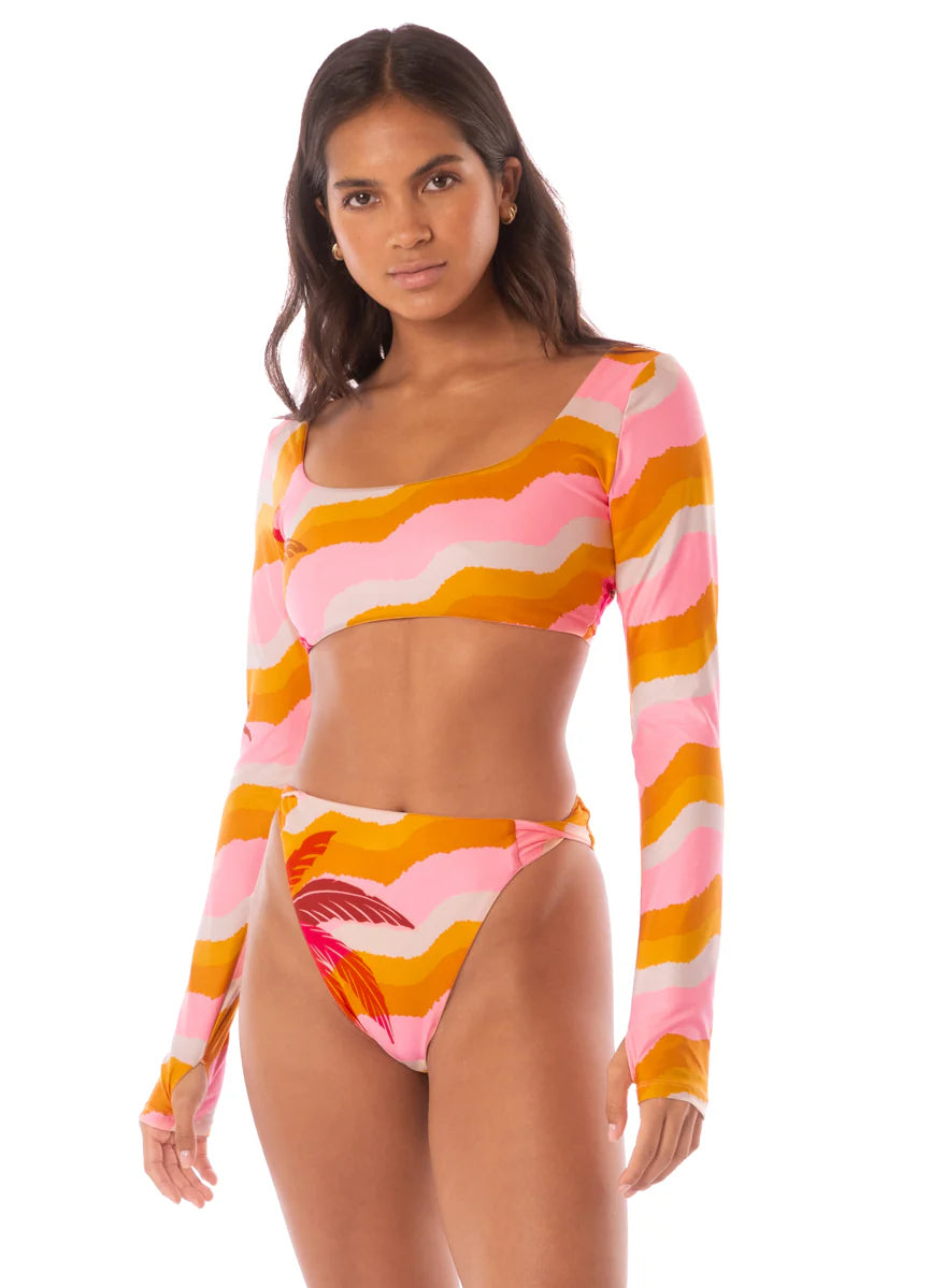 Paradiso Waves Bestie Long Sleeve Crop Top Bikini Top – shopsaltpr