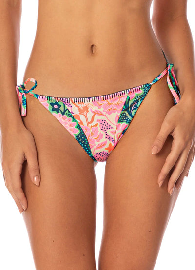 Blush Floral Low Rise Tie Side Bikini Bottom