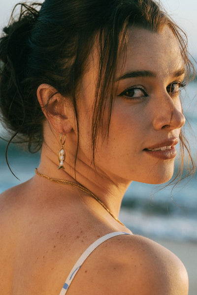 Fish And Pearl Hoops