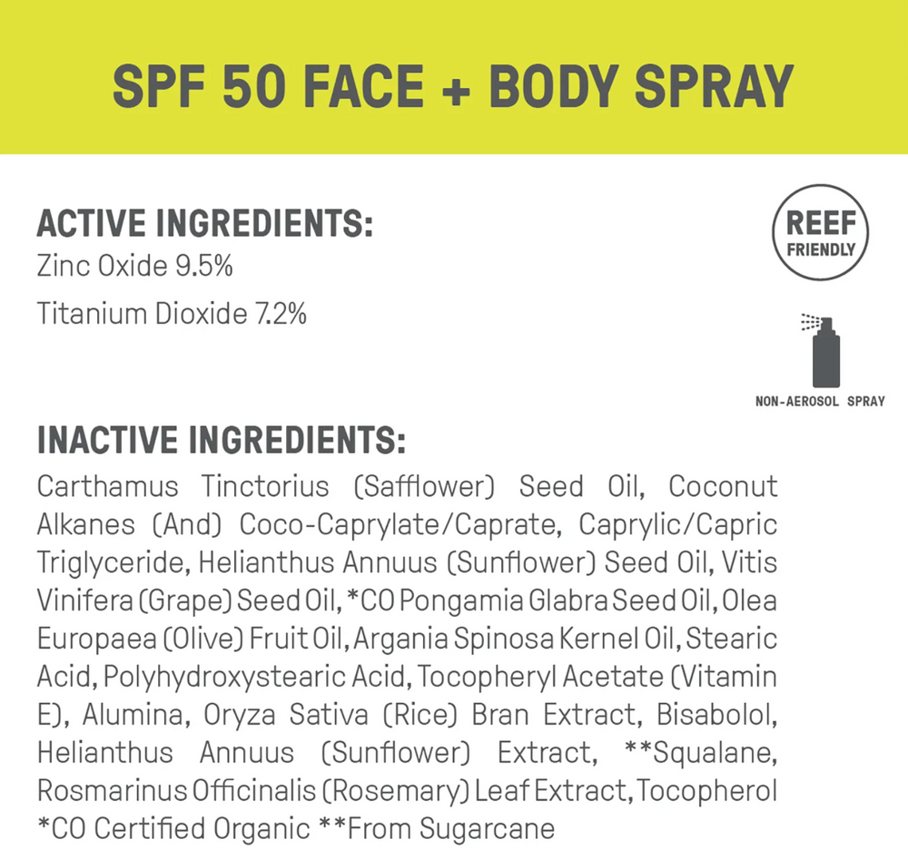 SPF 50 Face + Body Spray