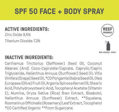 SPF 50 Face + Body Spray
