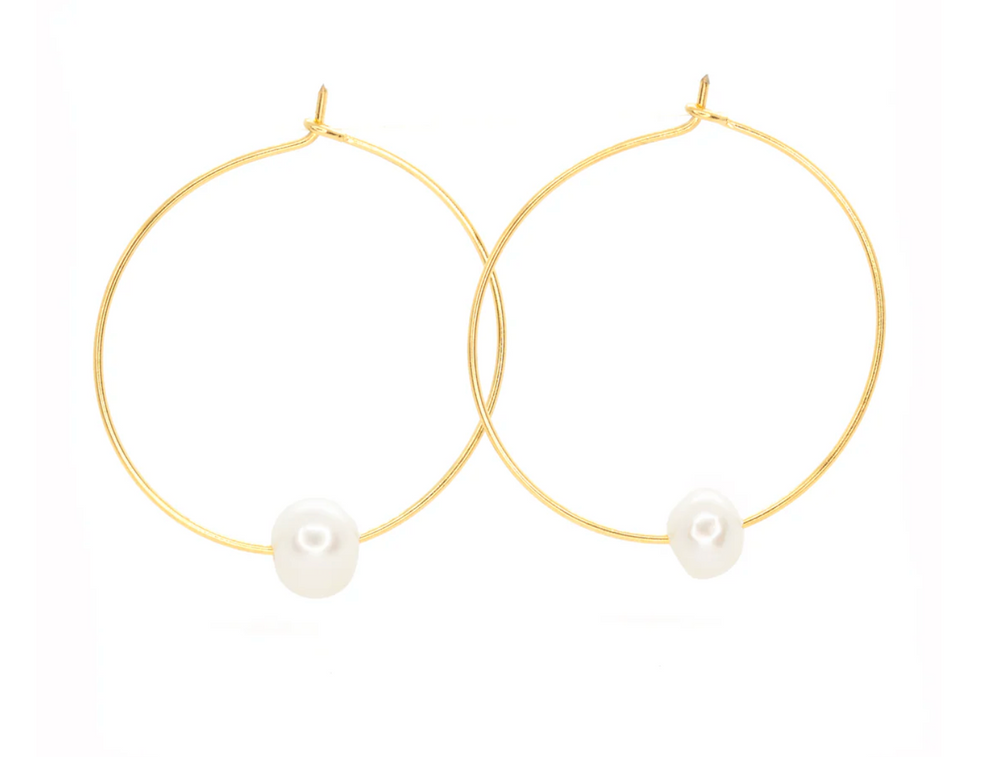 Fresh Water Single Pearl Hoops