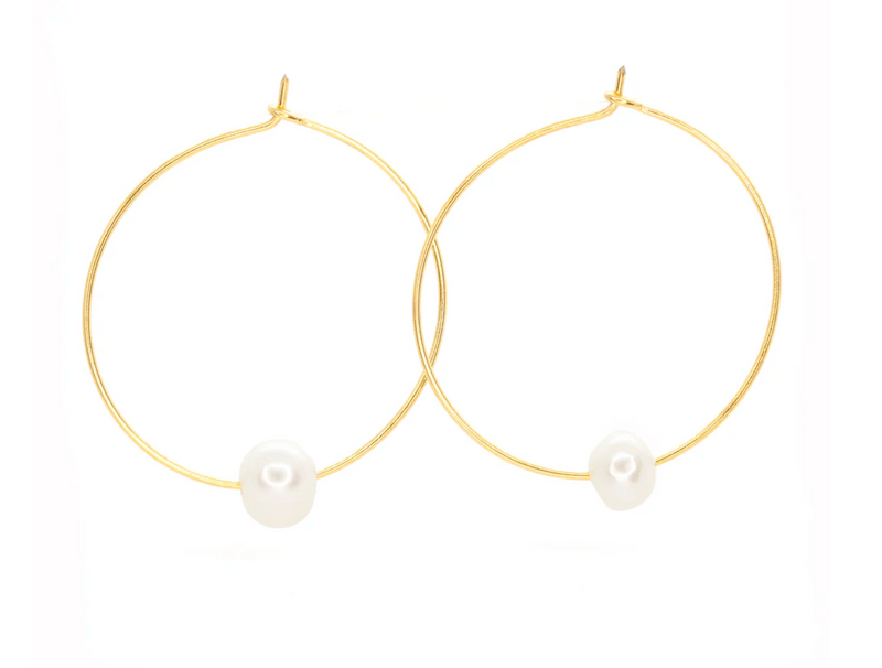 Fresh Water Single Pearl Hoops