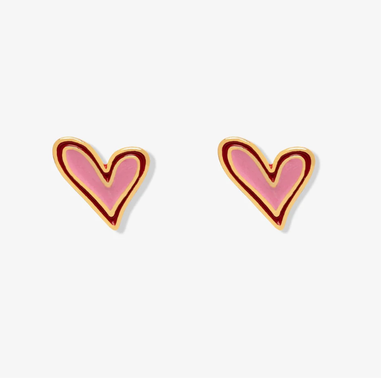 Enamel Abstract Heart Stud Earrings