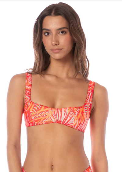 Coral Foliage Sunquest Classic Bralette Bikini Top