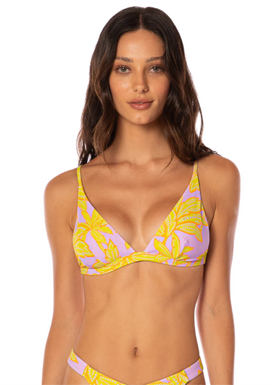 Palm Land Ivy Fixed Triangle Bikini Top