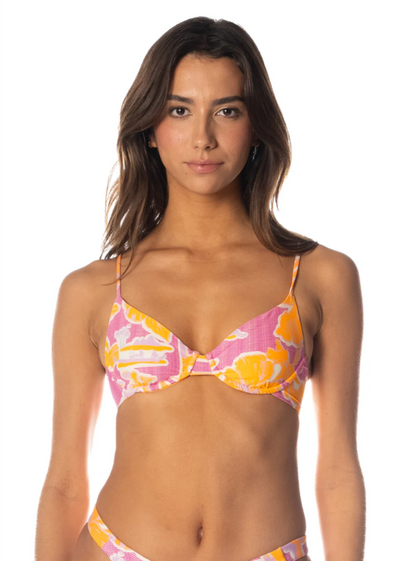 Flamingo Glow Dainty Unmolded Underwire Bikini Top