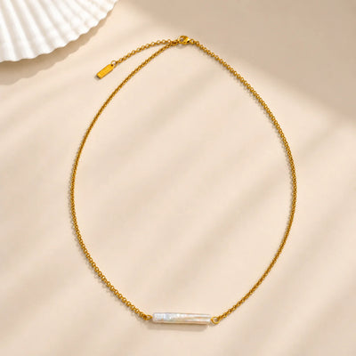 Halo Pearl Bar Necklace