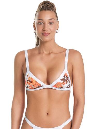 Maaji White Windflower Triangle Bikini Top