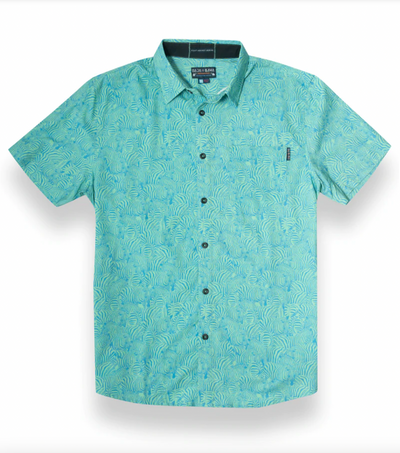 Too Many Lines Turquoise Button Up