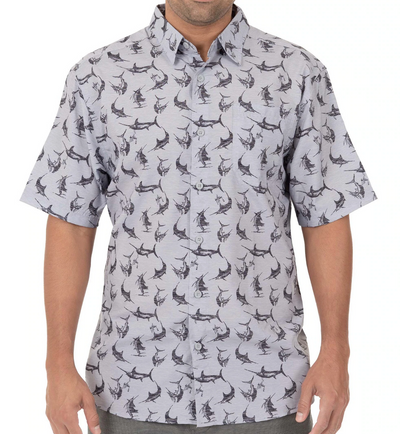 Men's Short Sleeve Marlin Scribble Fishing Shirt