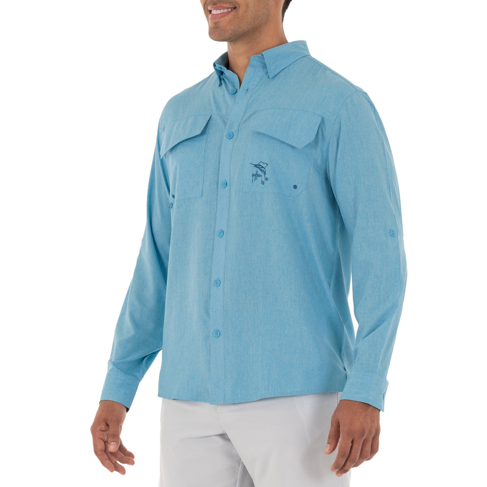 Men's Long Sleeve Heather Textured Cationic Fishing Shirt
