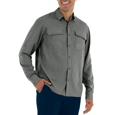 Men's Long Sleeve Heather Textured Cationic Fishing Shirt