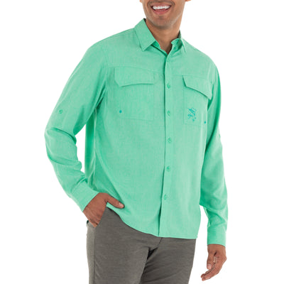 Men's Long Sleeve Heather Textured Cationic Fishing Shirt